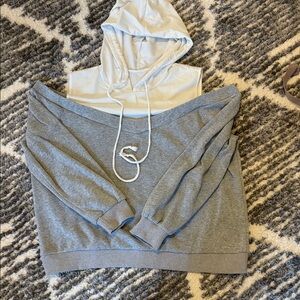 SHEIN Gray Off-Shoulder Hoodie Sweatshirt